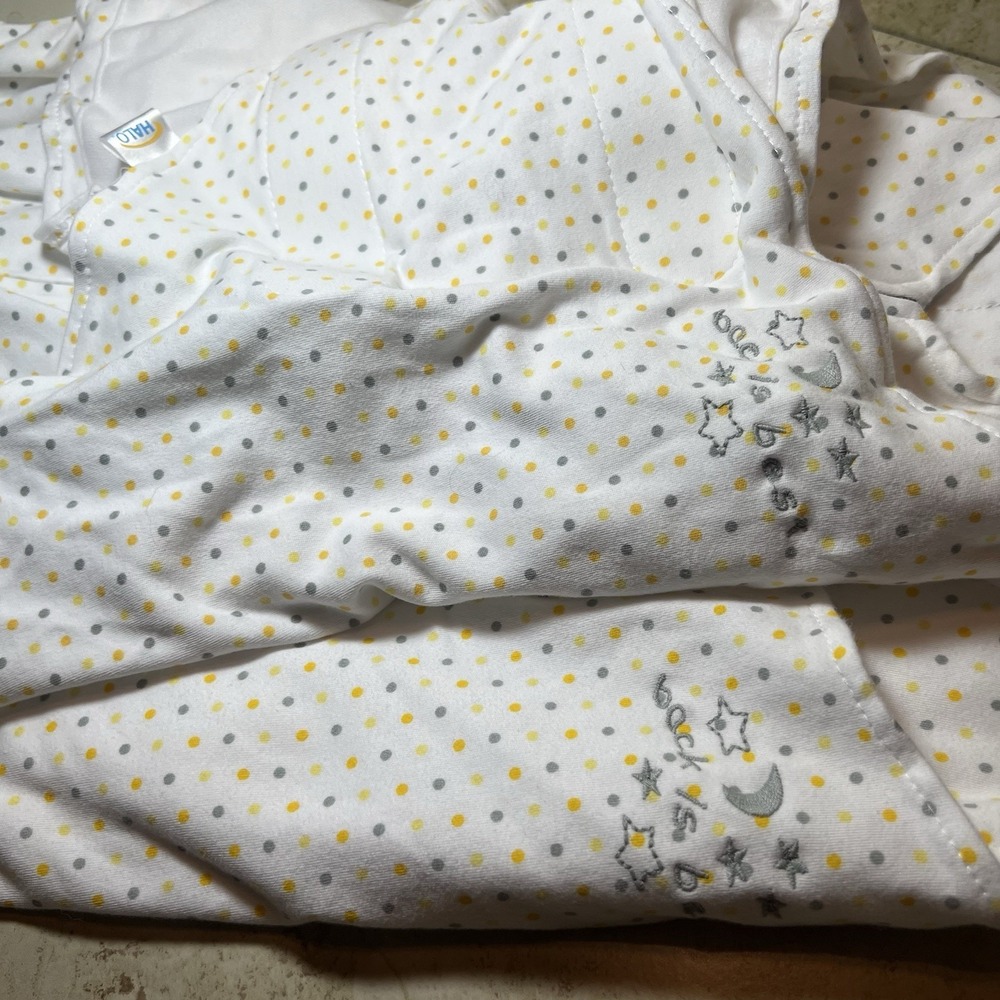 2 Halo SleepSack‎ Swaddles Moon Stars Polka Dot Back Is Best Boy Girl Small EUC
